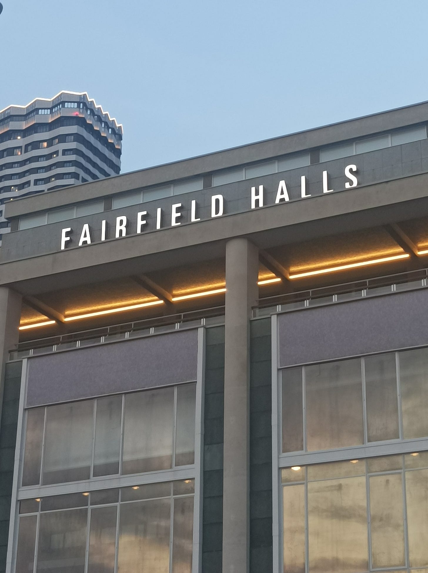 Close up of the Fairfield Halls entrance