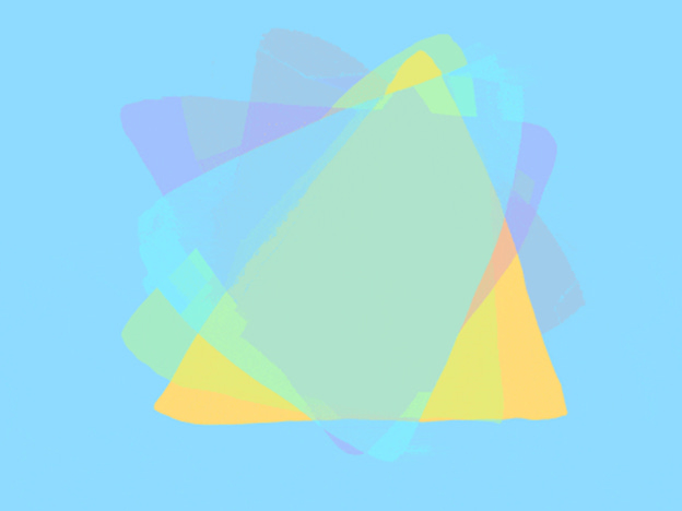 A blue background with colorful shapes

Description automatically generated