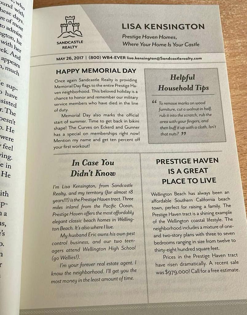 A page from "Those People Behind Us" that is formatted to look like a print newsletter with two columns, a header, and three articles. 