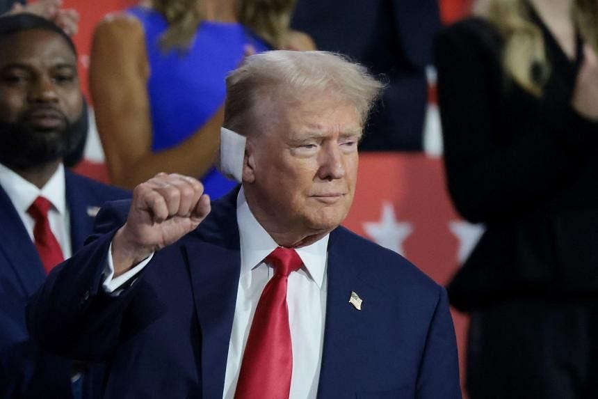 Trump appears with bandaged ear at Republican convention | The Straits Times