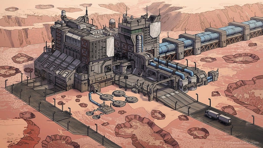 Factory on Mars by Adam Taylor | Sci fi concept art, Concept art ...