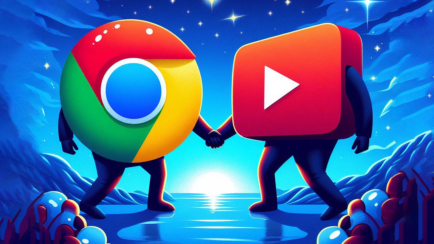 Chrome and YouTube shaking hands