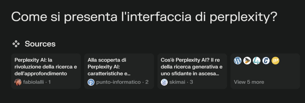 esempio di interfaccia delle fonti