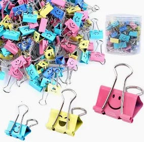 【80pack】Binder Clips, Limque Paper Clips,Paper Clamps with Colored Cute Hollow Smiling Face,80 Pcs Assorted Size Clips, for Office,Teacher Gifts and