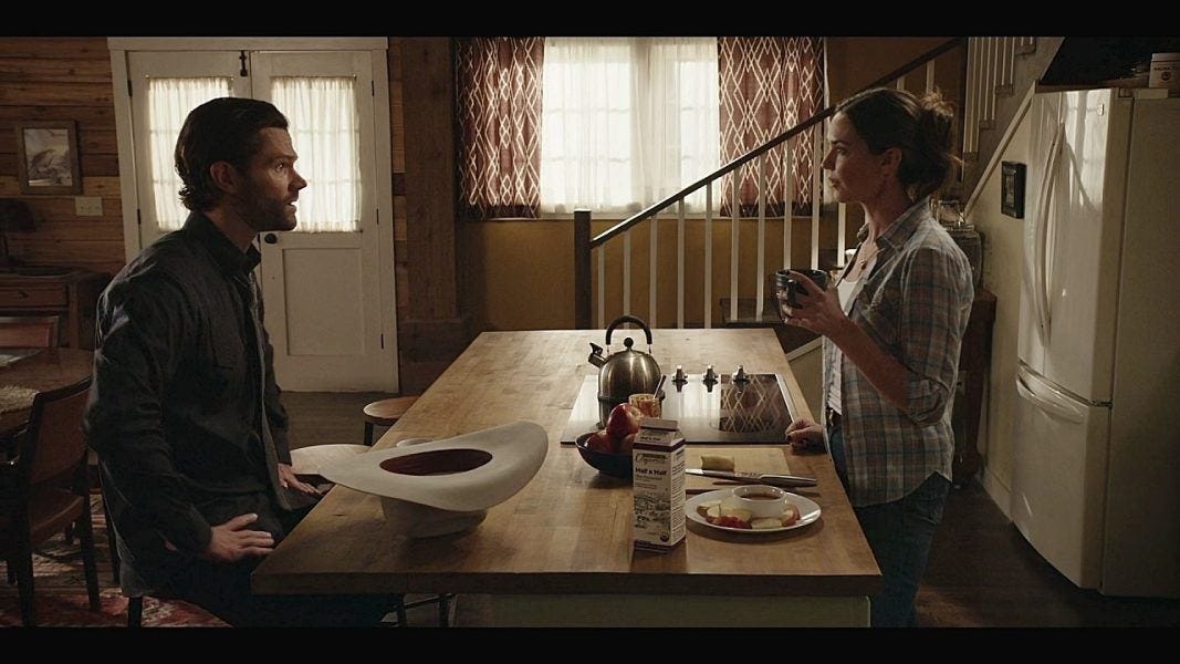 Walker Geri talking to Cordell over breakfast at his house.