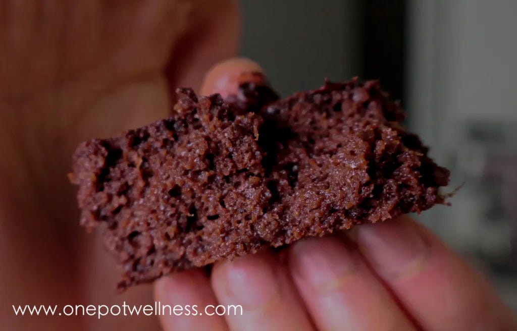 close up of the texture of the final sweet potato brownie