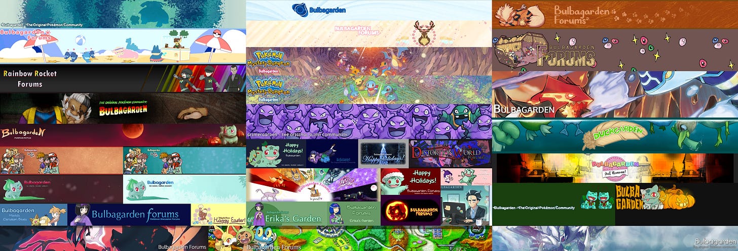 A selection of headers from Bulbagarden forums (2004–2025)