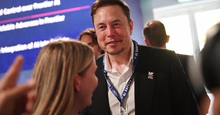 Elon Musk, chief executive officer of Tesla Inc., at the AI Safety Summit 2023 at Bletchley Park in Bletchley, UK, on Wednesday, Nov. 1, 2023. Elon Musk, chief executive officer of Tesla Inc., at the AI Safety Summit 2023 at Bletchley Park in Bletchley, UK, on Wednesday, Nov. 1, 2023.