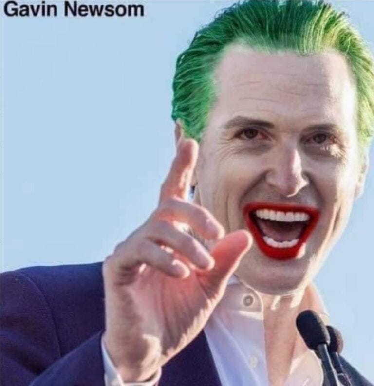PHOTO Gavin Newsom With Clown Makeup On And Green Hair