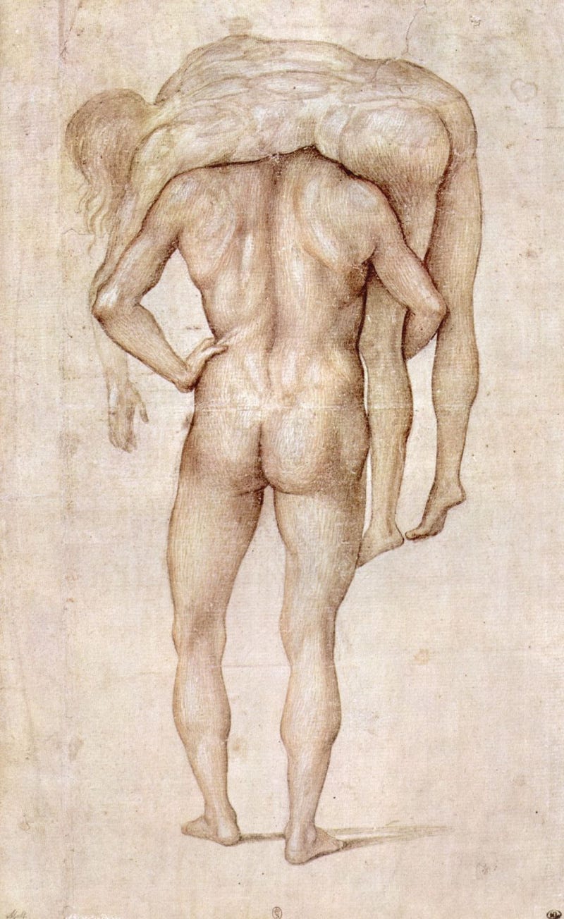 Naked man carrying the body by Luke Signorelli: History, Analysis & Facts |  Arthive