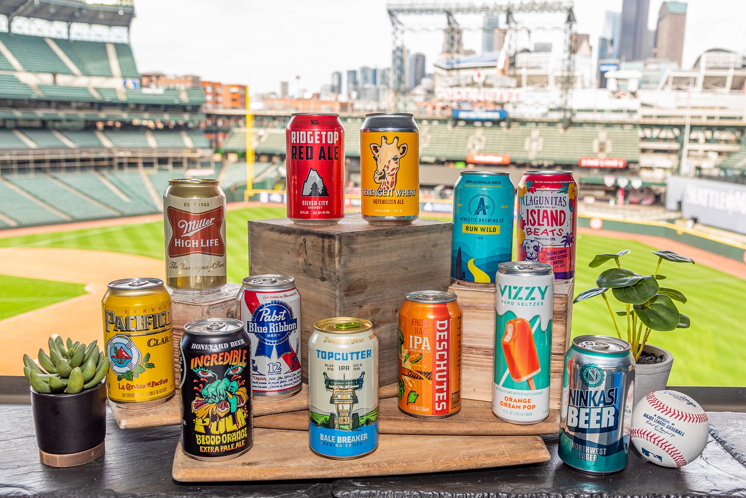 A selection of canned beers that can be bought at T-Moble Park in Seattle
