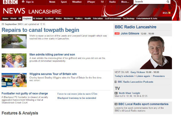 BBC Lancashire homepage as of just after 2pm BBC Lancashire homepage as of just after 2pm