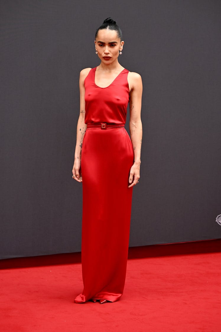 Zoë Kravitz 'Blink Twice' London Premiere Red Dress Photos