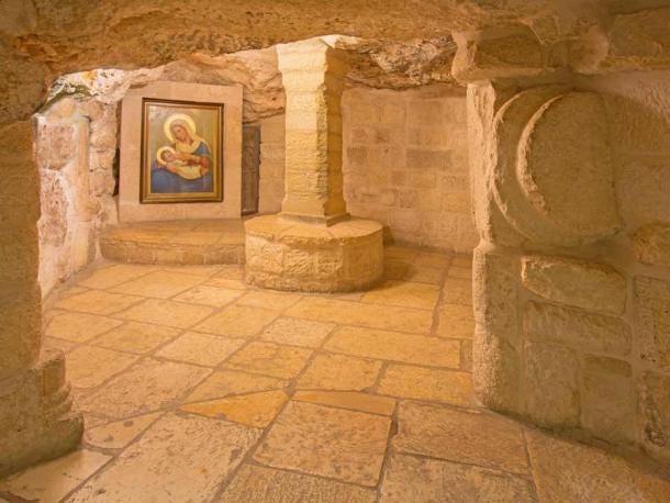 The Chapel of the Milk Grotto of Our Lady in Bethlehem takes its name from the belief that the Virgin Mary found refuge in a cave with the infant Jesus and a drop of her milk fell on the cave floor, turning it white. (Renáta Sedmáková / Adobe Stock)