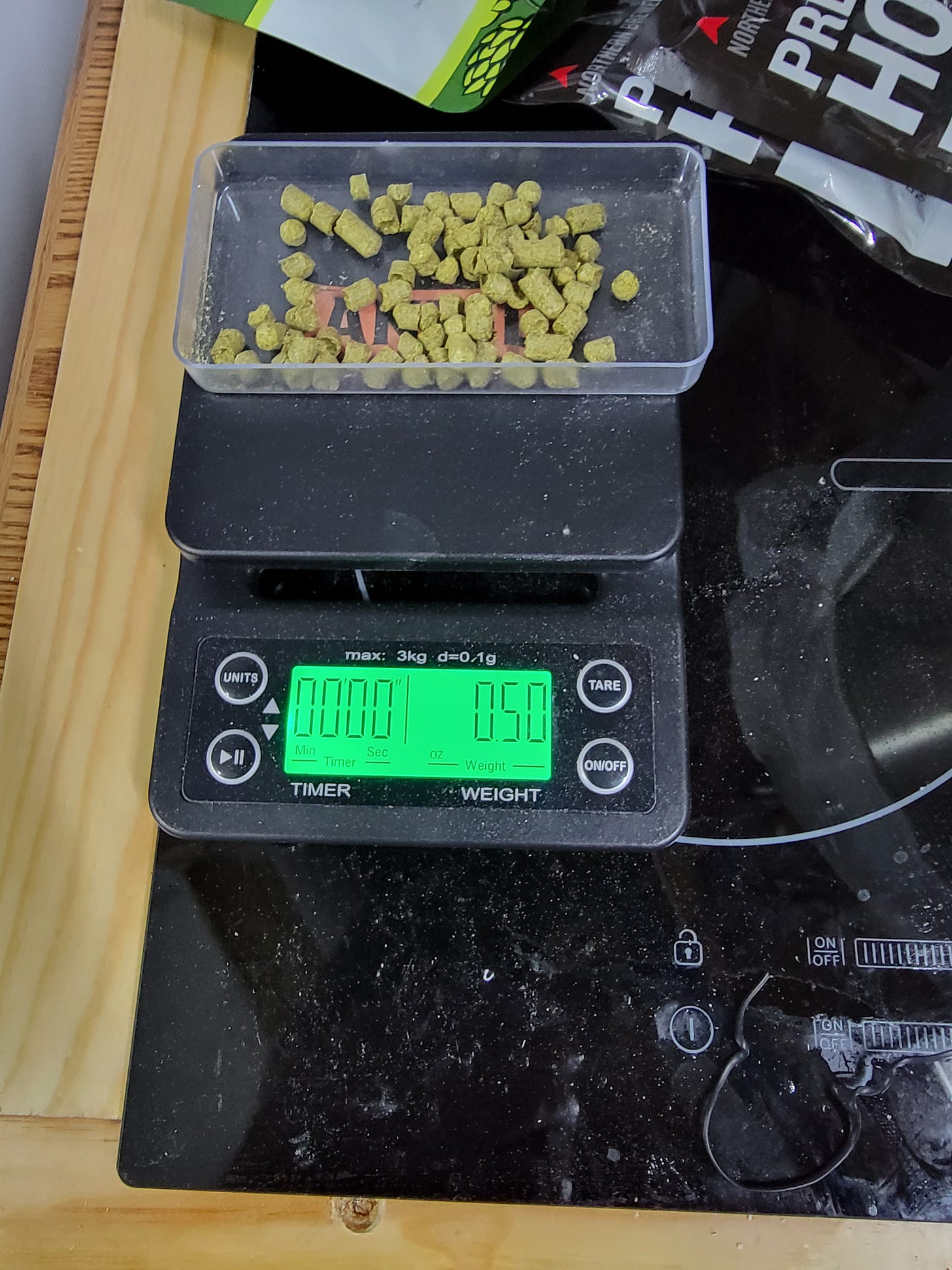 weighing out hops