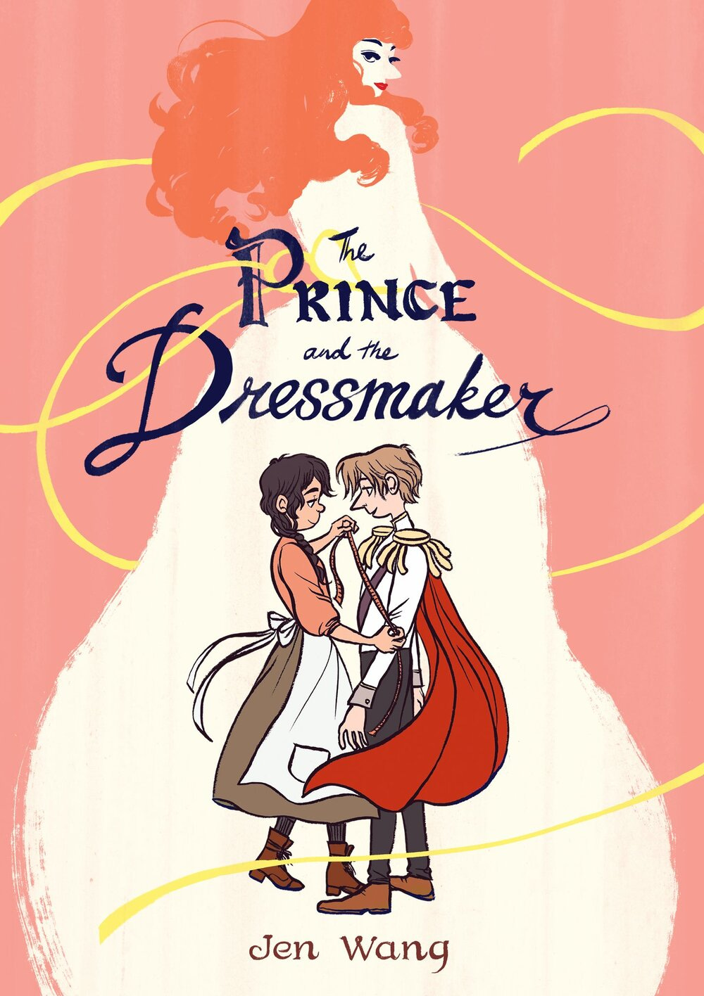 Pink book cover with black fancy lettering: The Prince and the Dressmaker