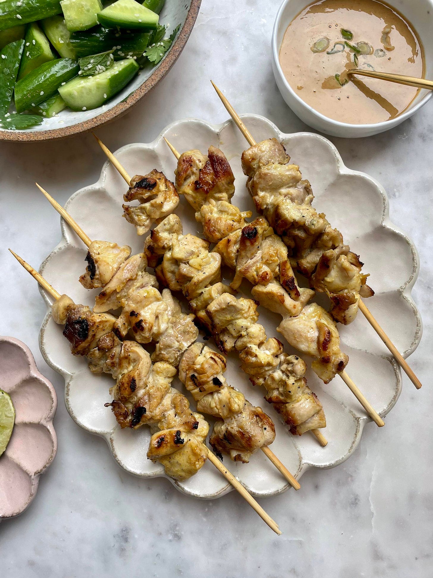 Chicken Satay with Curry Peanut Sauce