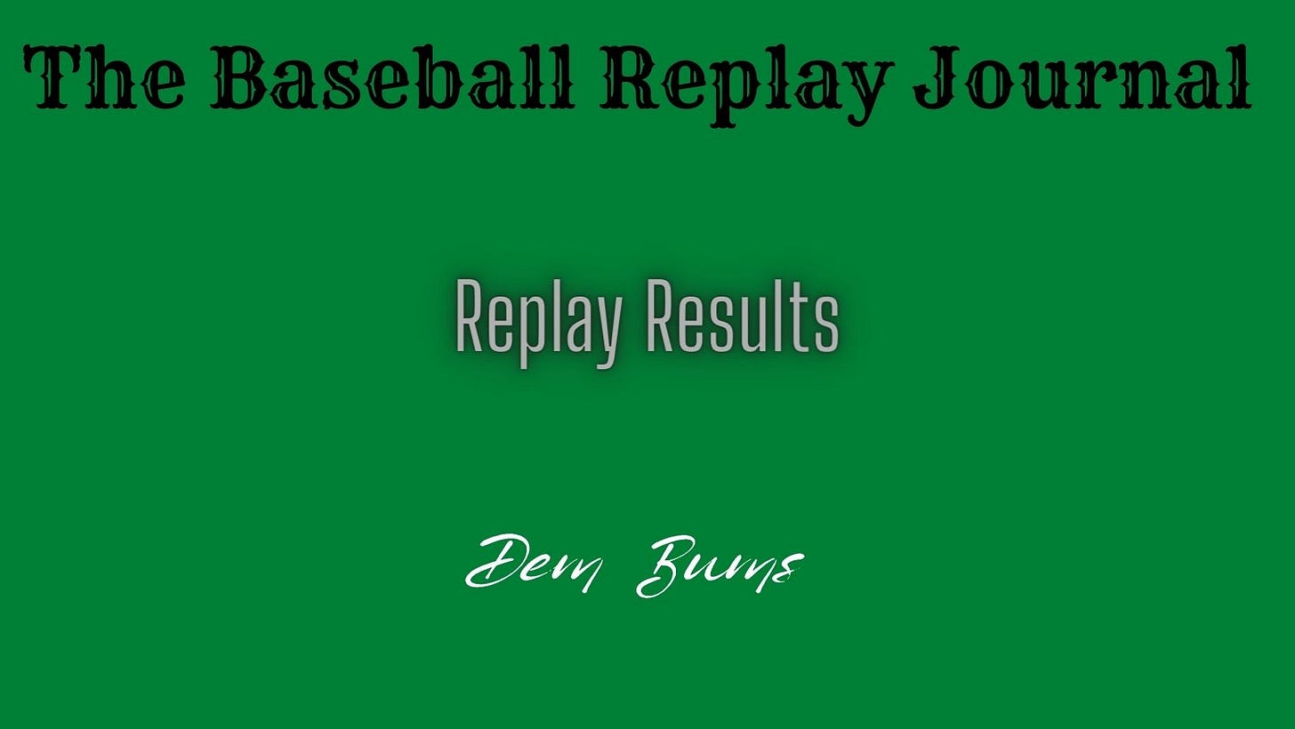 Baseball Replay Journal Replay Results