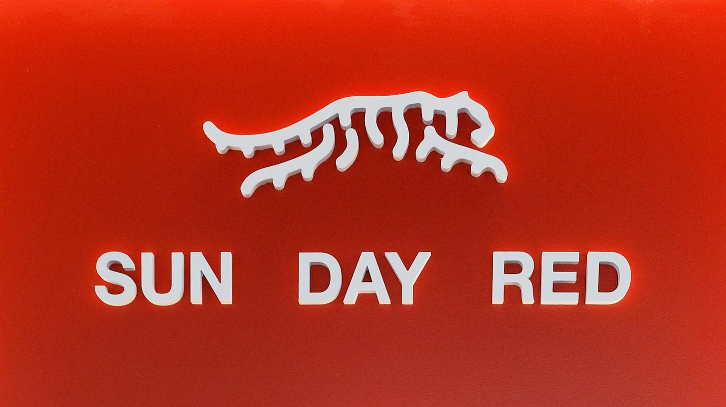 Golf Digest on X: "Tiger Woods and TaylorMade officially unveil the Sun Day  Red logo. The line will feature apparel and footwear.  https://t.co/81zCkoQuJ7" / X