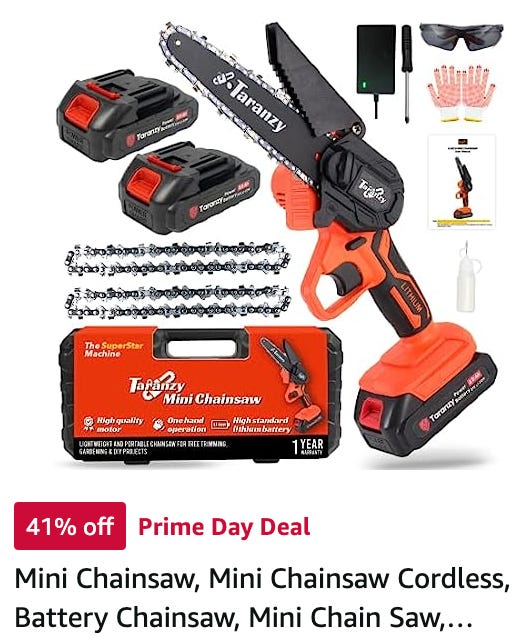Ad for a travel size mini chainsaw