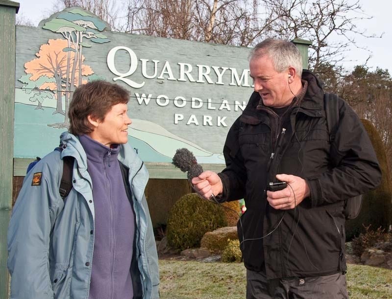 Felicity being interviewed by Mark Stephen of BBC Scotland Out of Doors about Catkin Press guidebooks © Felicity Martin Felicity being interviewed by Mark Stephen of BBC Scotland Out of Doors about Catkin Press guidebooks © Felicity Martin