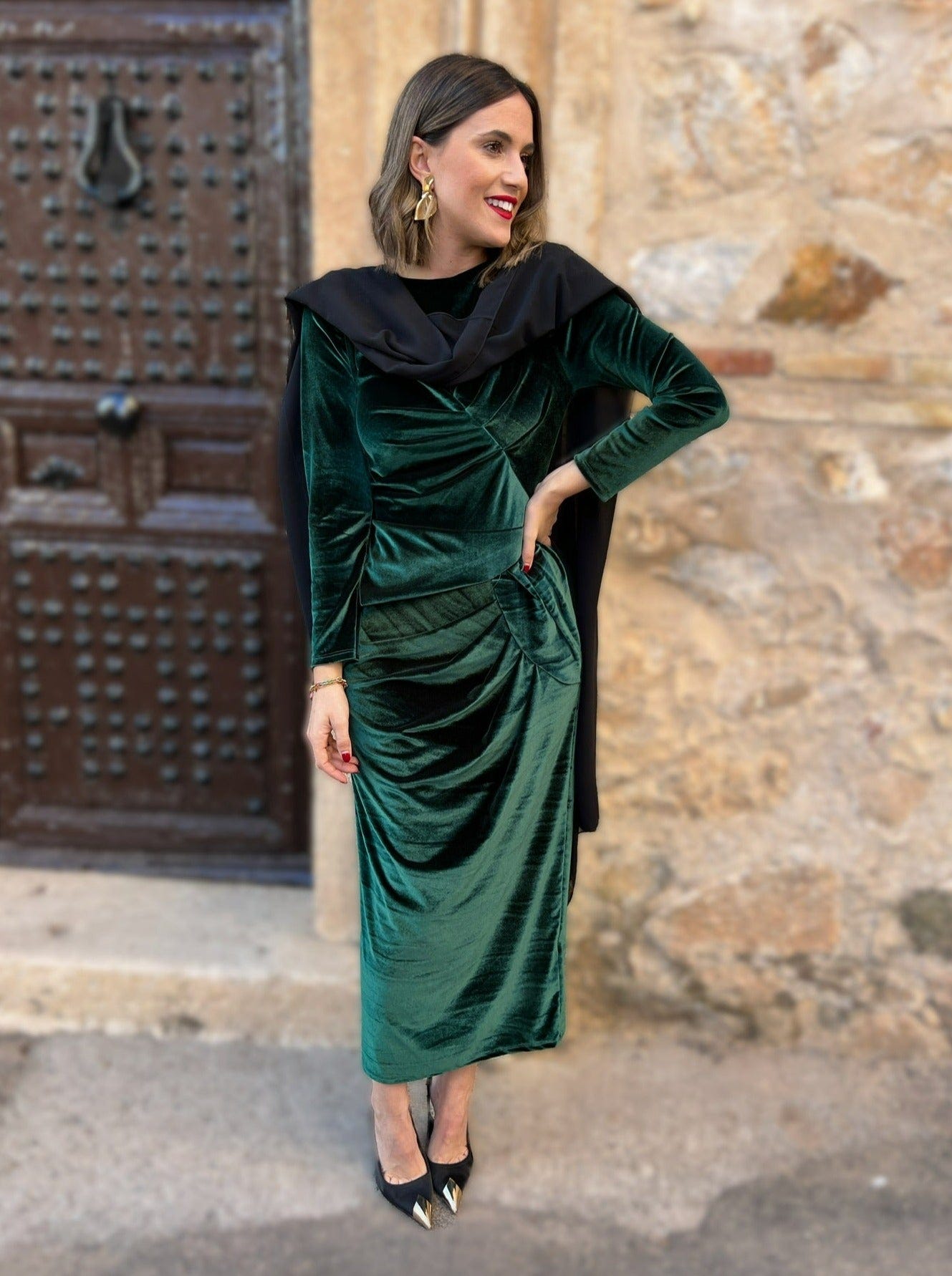 VESTIDO TERCIOPELO VERDE | TOSCANA – Alalá Moda Mujer