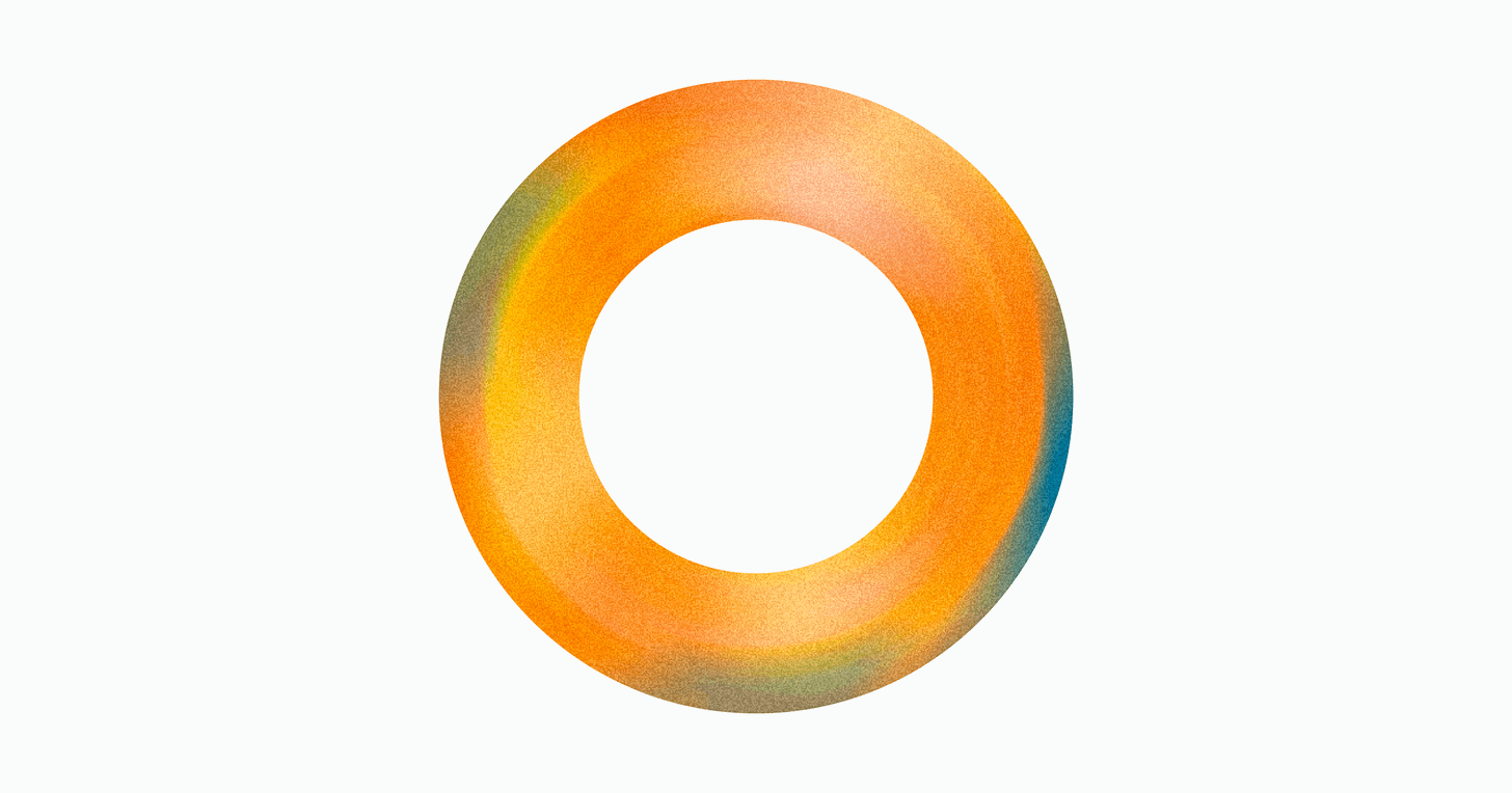 One Project logo, an orange circle with green gradients on a blank white field
