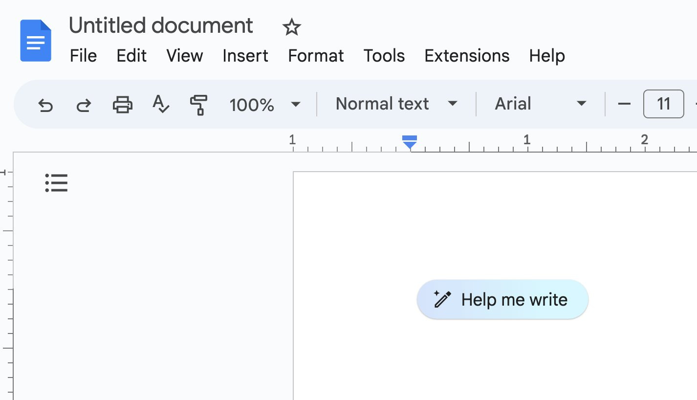 Google's AI writing tool embedded in Google Docs