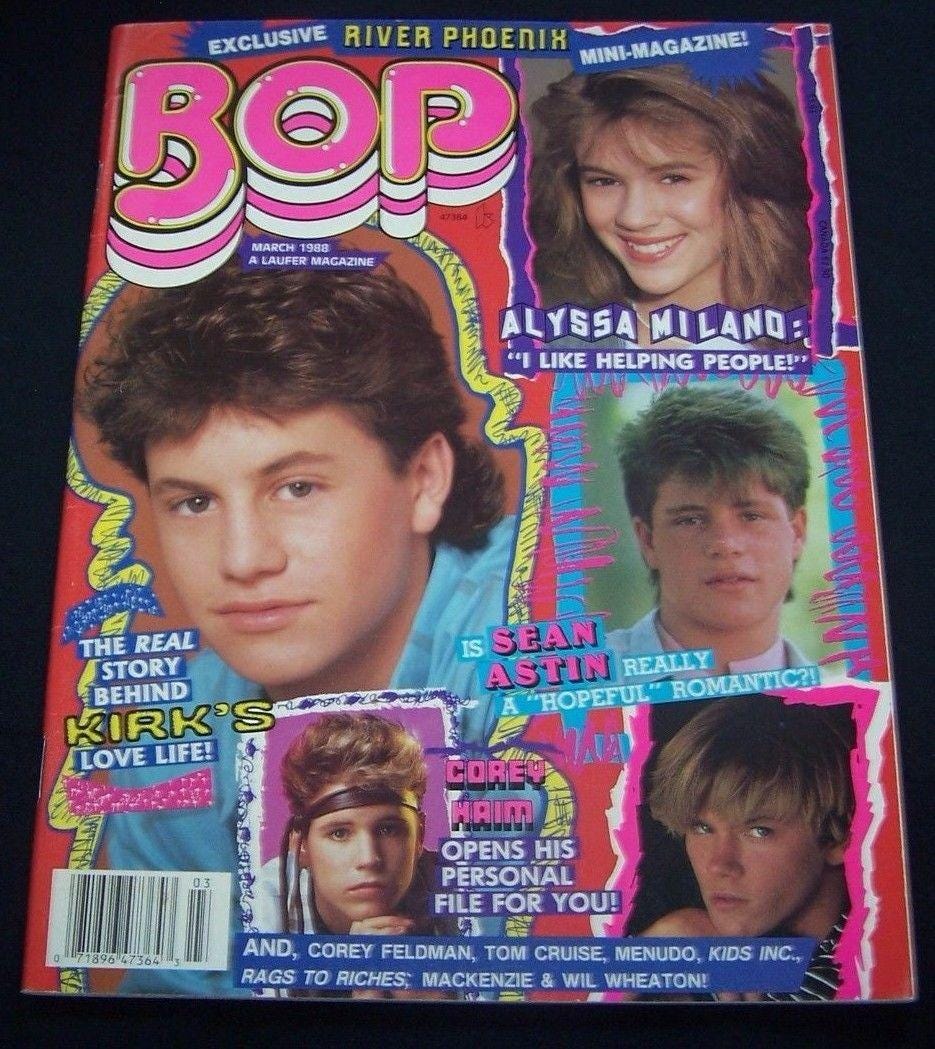 cover of a 1980s teen magazine with Kirk Cameron on the cover