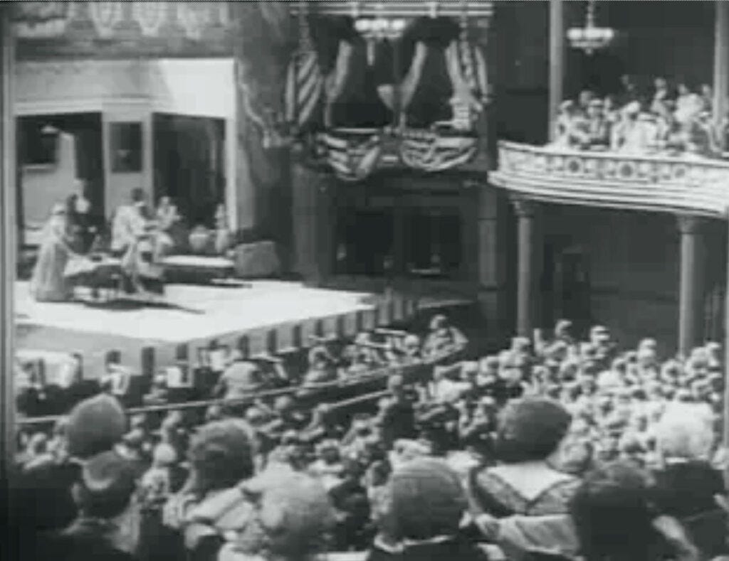 Still from D.W. Griffith's The Birth of a Nation - a scene recreating the assassination of Abraham Lincoln