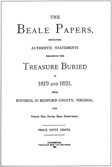 Cover of the Beale Papers, published in 1885. (Public Domain)