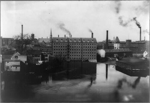 Bird's-eye view of Mills,Lowell,Massachusetts,MA,1870-1920,Middlesex County