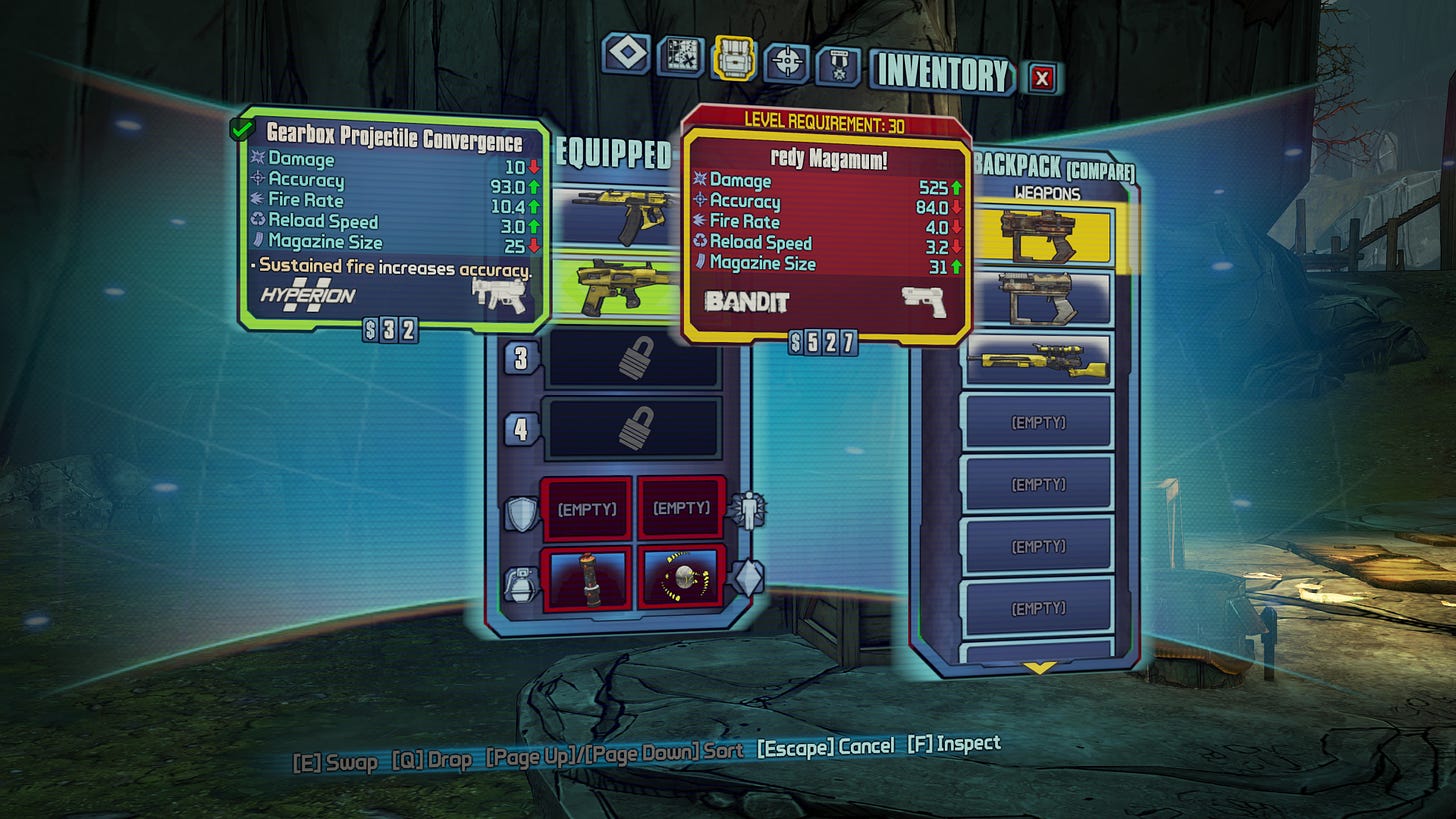 Compare weapons - Borderlands 2 | Interface In Game