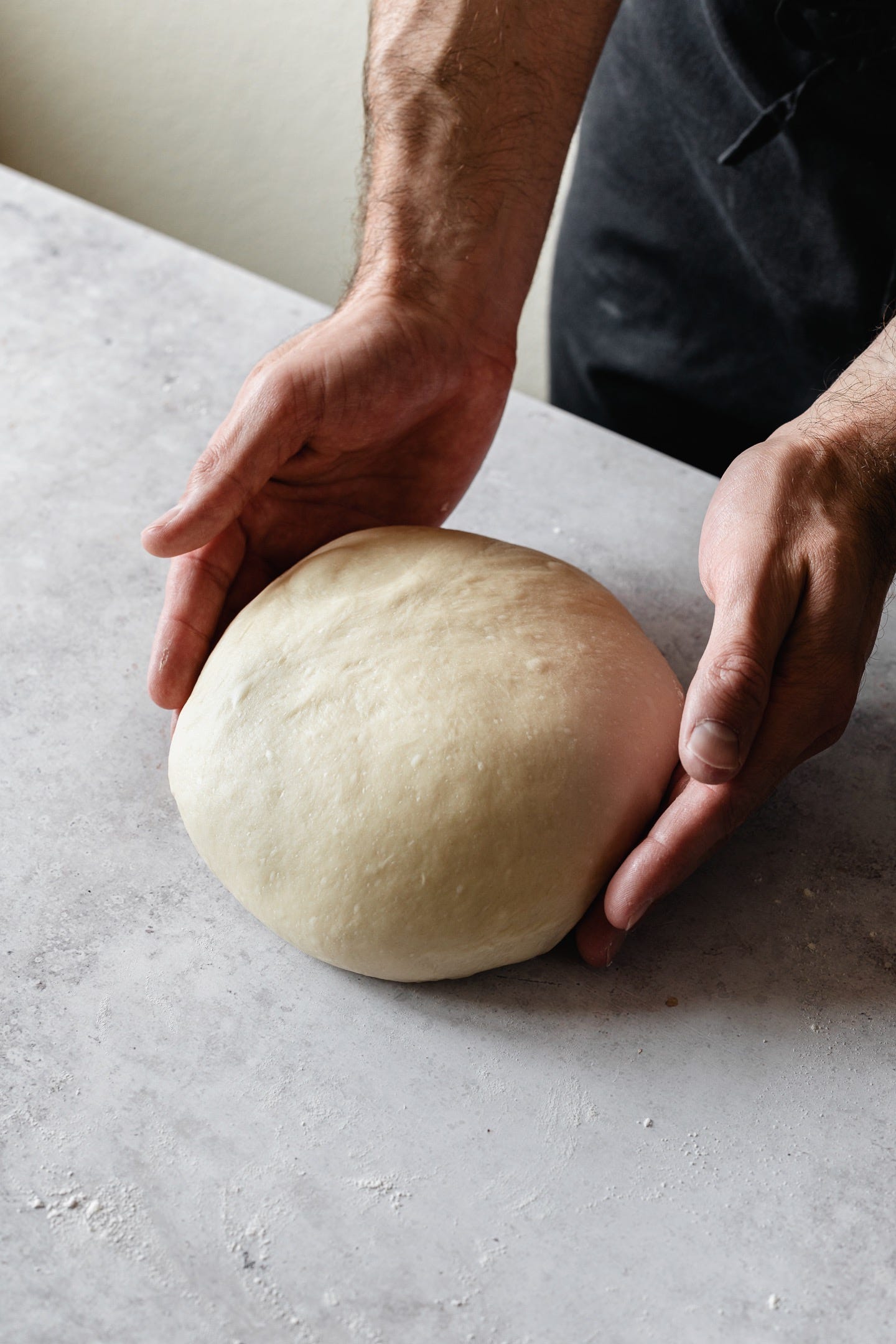 Vegan plant milk bread dough after kneading