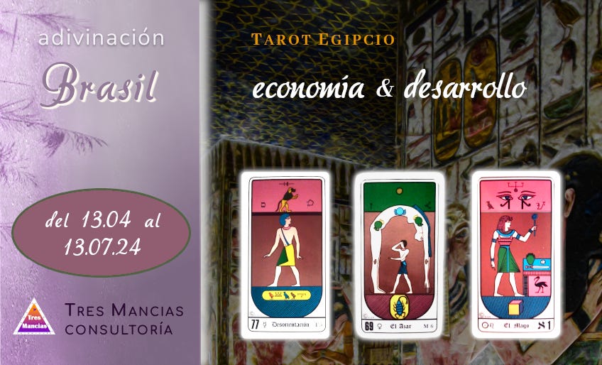 Tarot egipcio para Brasil (del 13.04 al 13.07.24). Adivinaciones y pronósticos en Tres Mancias Consultoría.