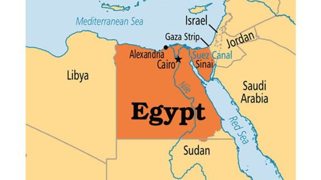 Map-of-Egypt showing Alexandria in relation to Cairo