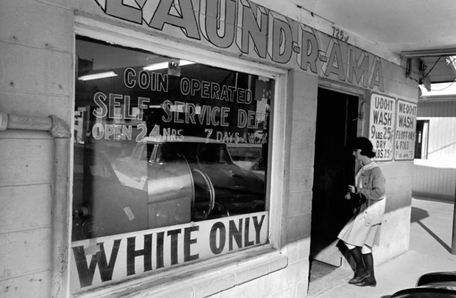 White Only Sign at Laundromat