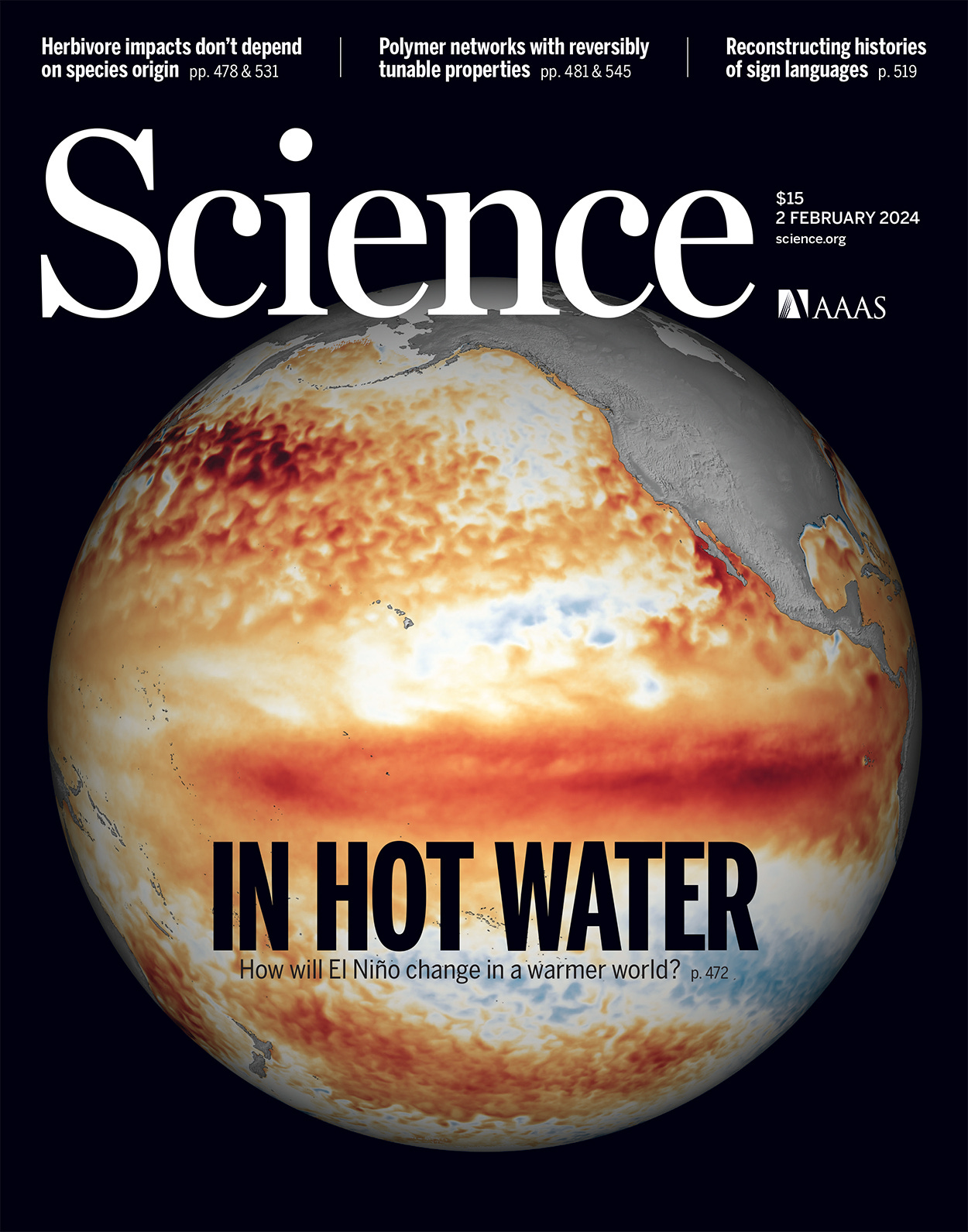 photo of the cover of the latest issue of Science magazine, dated February 2, 2024.