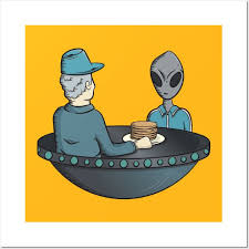 Our Strange Skies Joe Simonton's Space Pancake Bar - Ufo - Posters and Art  Prints | TeePublic