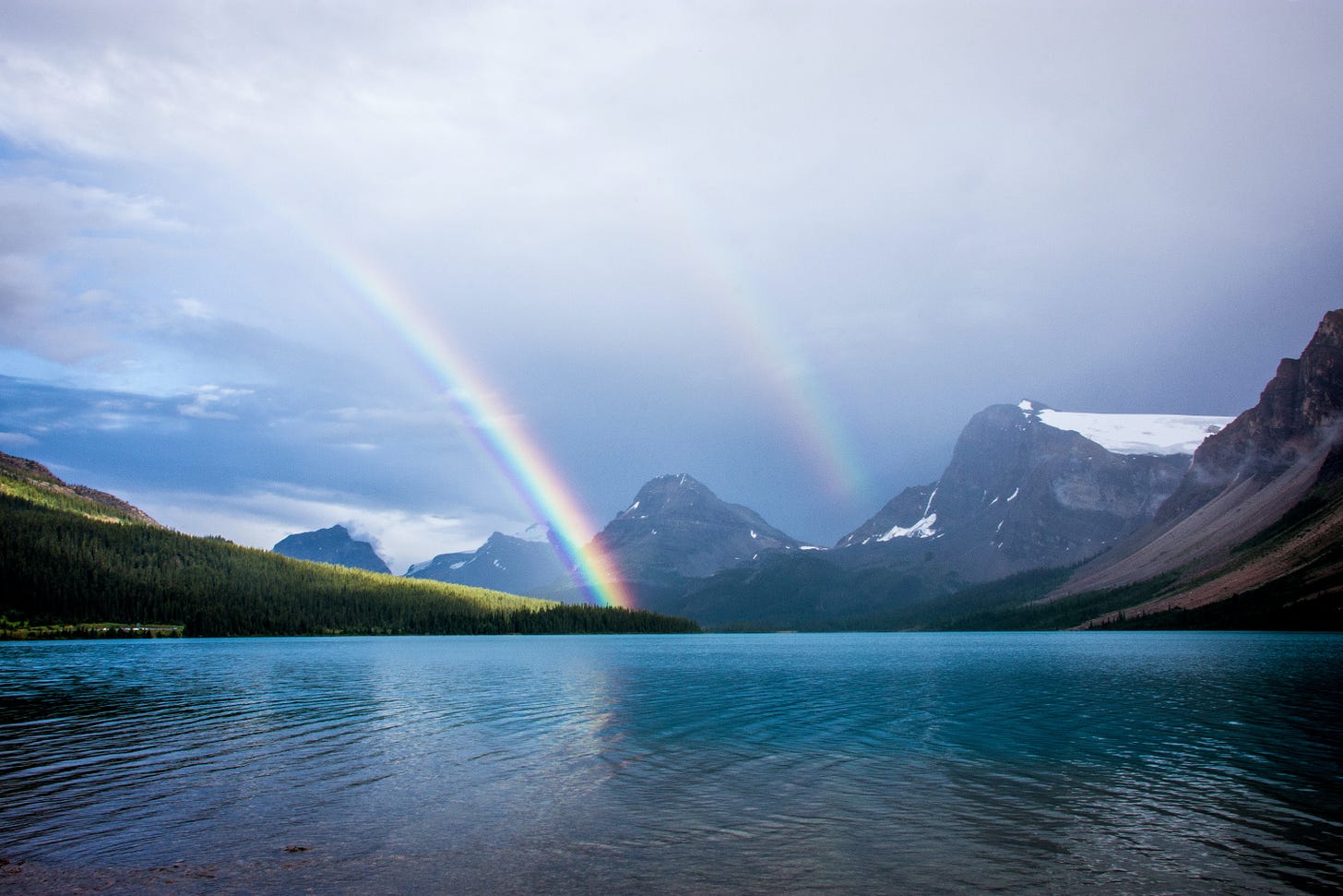 rainnbow, mountainns, lake
