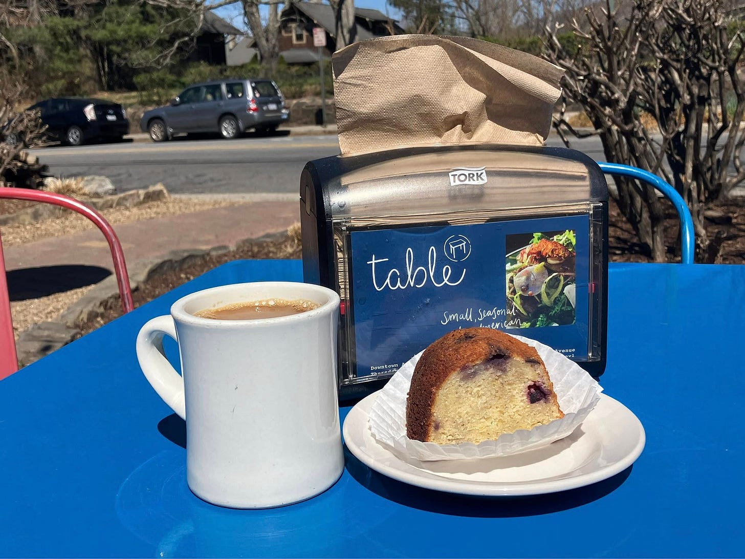 May be an image of crumbcake and text
