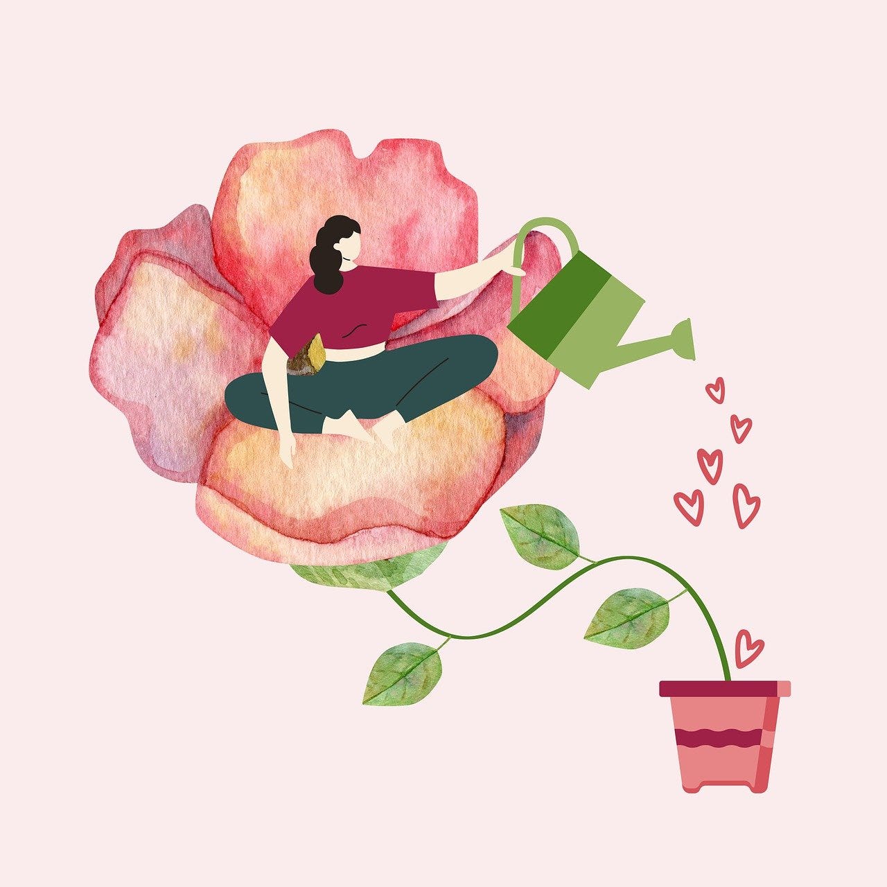 Free woman flower grow illustration