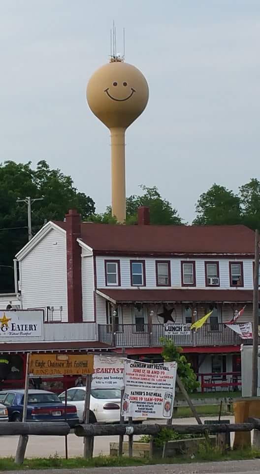 Eagle's iconic smiley-face water tower