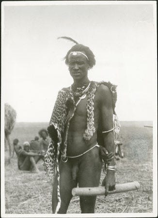 Nuer leopard-skin priest from Frank Corfield collection used by E.E. Evans Pritchard 1931-1935 Nuer leopard-skin priest from Frank Corfield collection used by E.E. Evans Pritchard 1931-1935