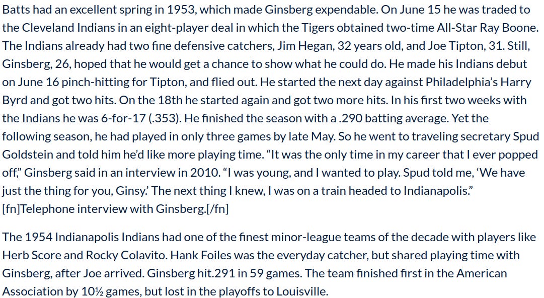 Joe Ginsberg SABR Biography