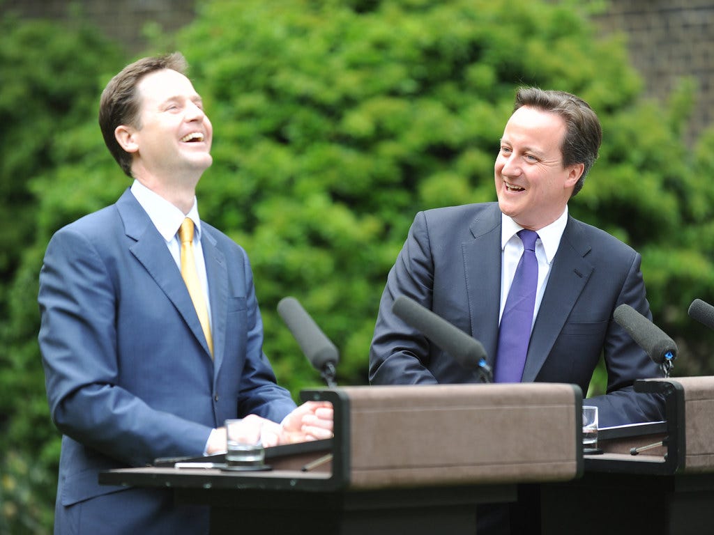 Nick Clegg and David Cameron.