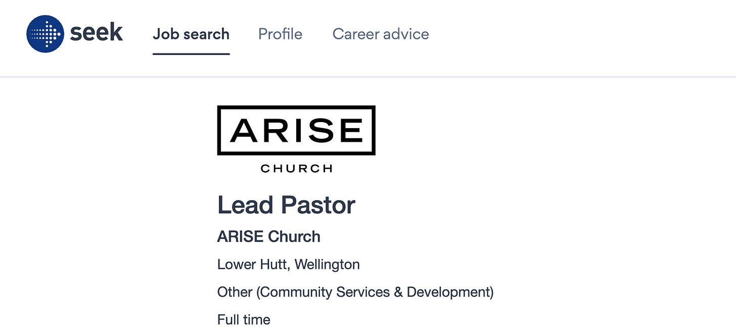 Lead Pastor ARISE Church Lower Hutt, Wellington Other (Community Services & Develop