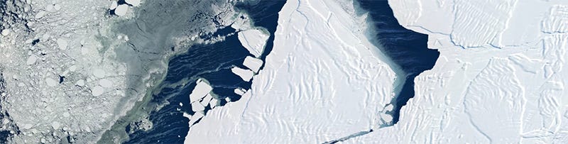 Satellite image of glaciers breaking apart