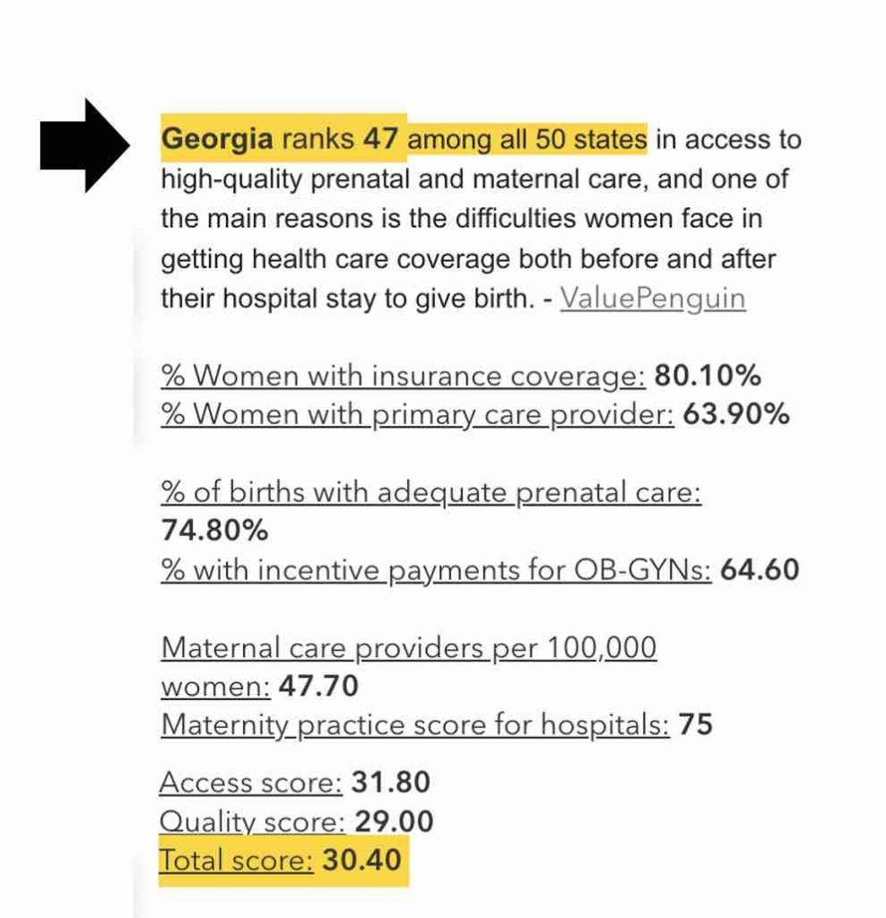 GOP led states offering worst access to prenatal, maternal care