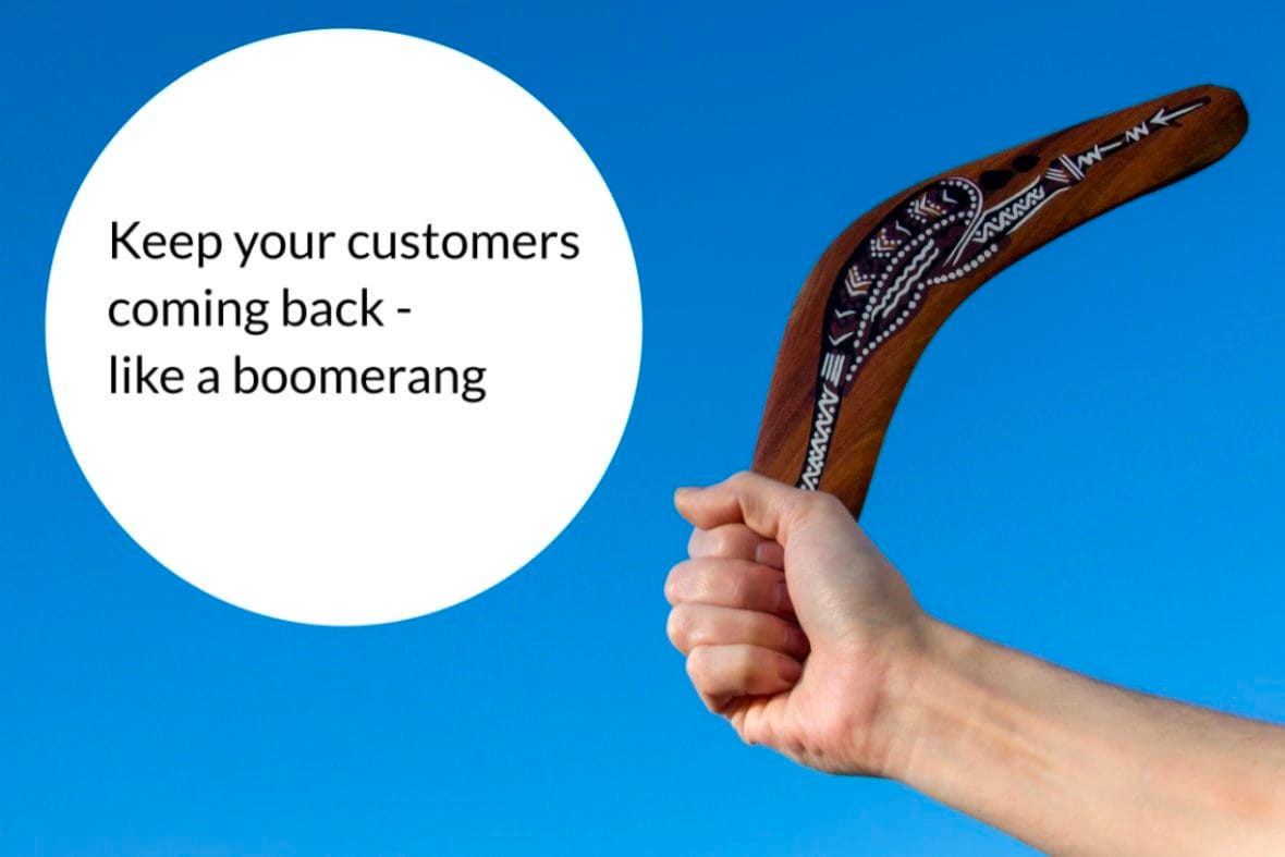 May be an image of ‎text that says '‎Keep your customers coming back- like a boomerang N ه I نهمه‎'‎